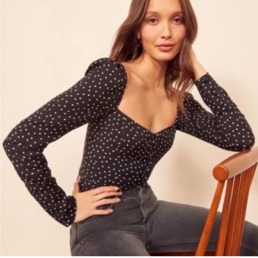 Reformation Polka Dot Blouse Size 0